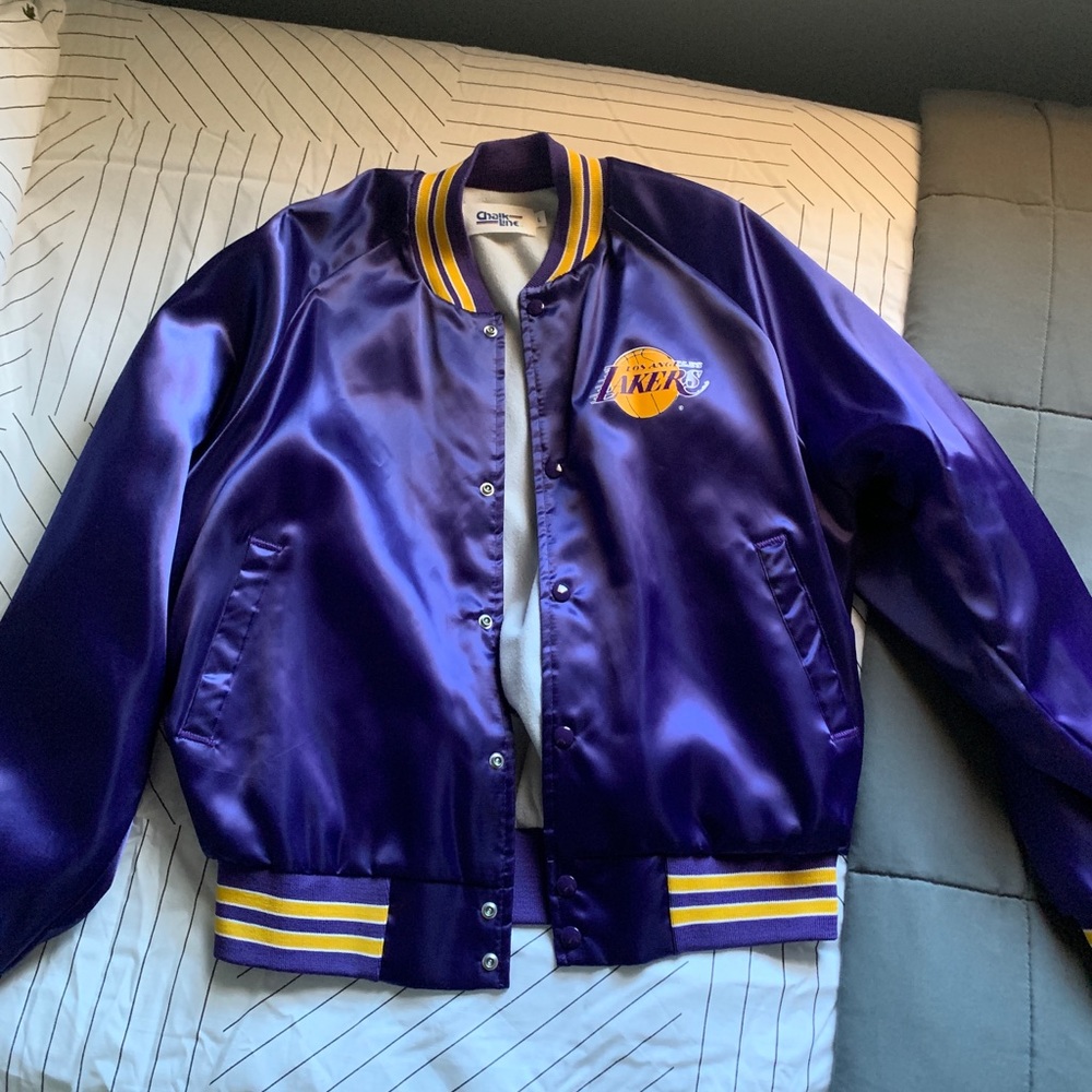 vintage lakers bomber jacket